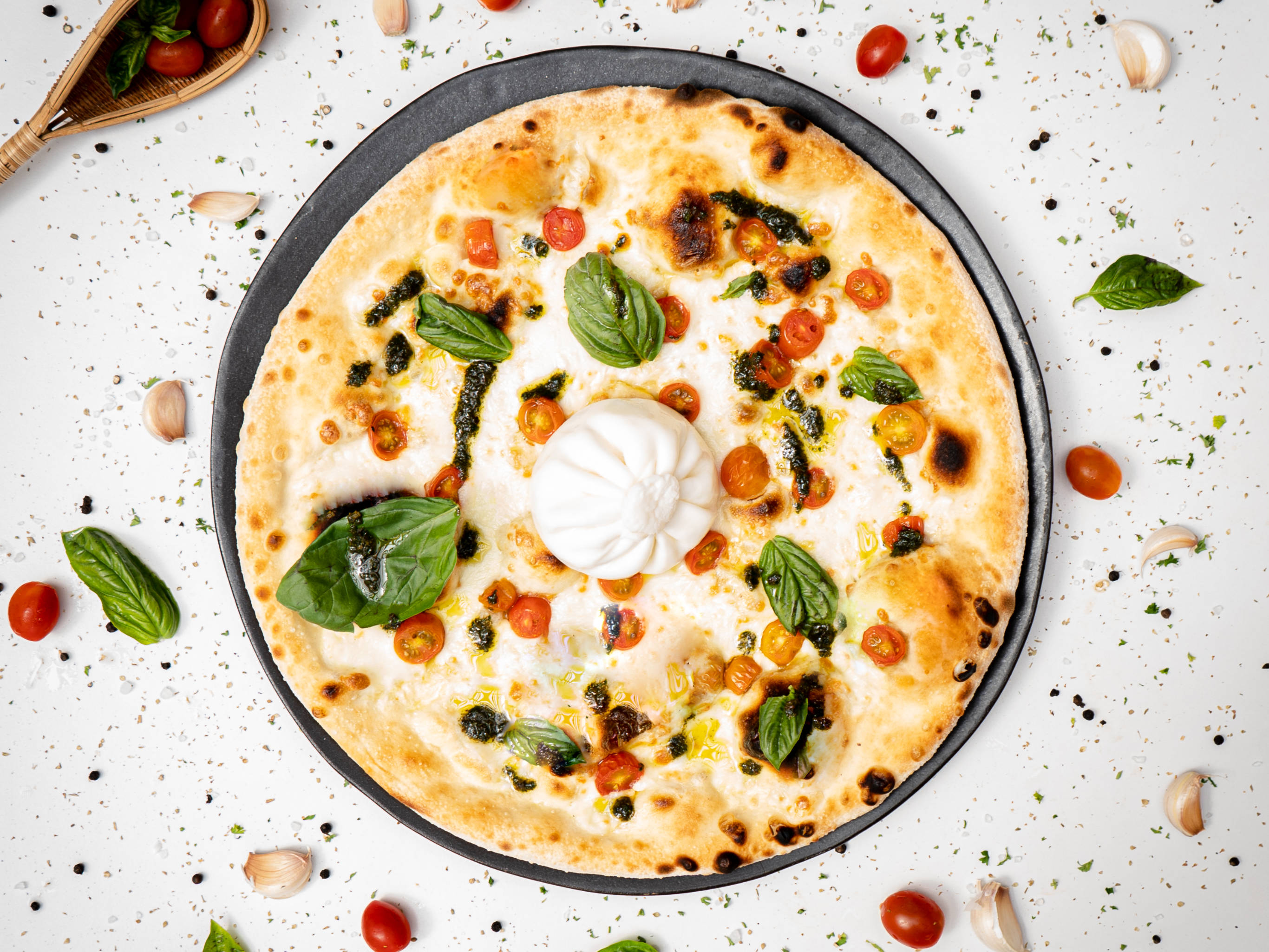 Signature Dish: White Pizza With Whole Burrata